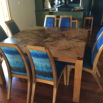 Square Swamp Kauri Dining table and chairs