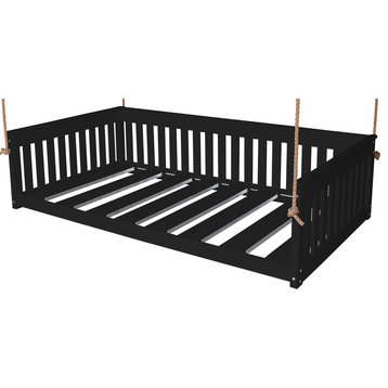 Poly Mission Hanging Daybed with Rope, Black, Twin