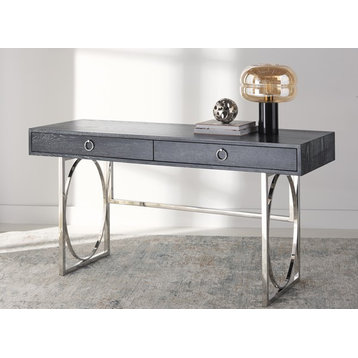 Safavieh Couture Estella Modern Desk Black Cerused, Oak/Silver