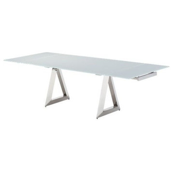 Pesaro Dining Table Base With White Glass Top
