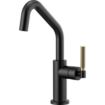 Brizo Bar Faucet, Angled Spout and Knurled Handle, Matte Black/Luxe Gold