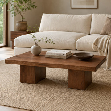 Wilder Rectangular Coffee Table | Solid Walnut or Oak Minimal Block Design