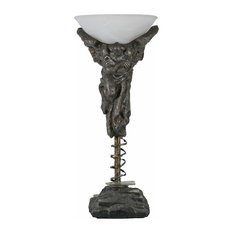 The Messenger Table Lamp, Painted Faux-Finish, Alabaster Centrifuged Glass