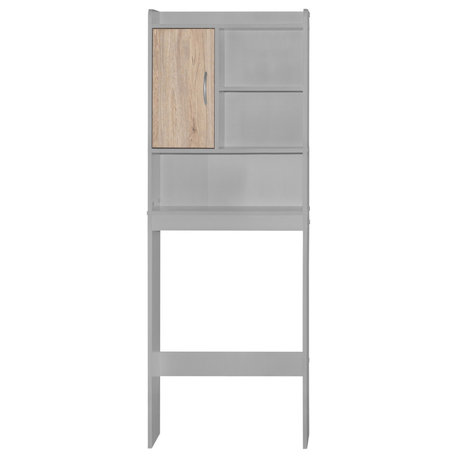 Ace Over-The-Toilet Storage Cabinet In Light Gray & Natural Oak