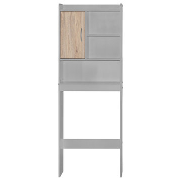 Ace Over-The-Toilet Storage Cabinet In Light Gray & Natural Oak