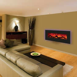 Amantii Wall Mount / Built In Electric Fireplace 48" Black Glass Surround - Indoor Fireplaces