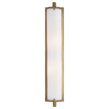 Calliope Tall Bath Light in Hand-Rubbed Antique Brass with White Glass