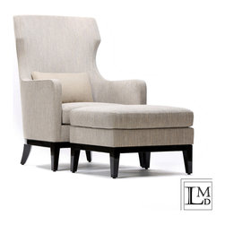 Dad Lounge Chair & Ottoman - Grey and Beige Boucle - Armchairs And Accent Chairs
