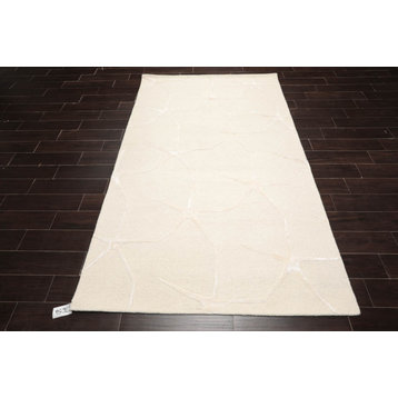 5'x8' Hand Tufted Wool and Silk Designer Area Rug, Tone On Tone Color