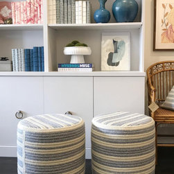 Franco Woven Wool Ottoman | Blue | Thayer Design Studio - Footstools And Ottomans