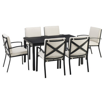Kaplan 7-Piece Outdoor Dining Set, Oatmeal/Oil Rubbed Bronze