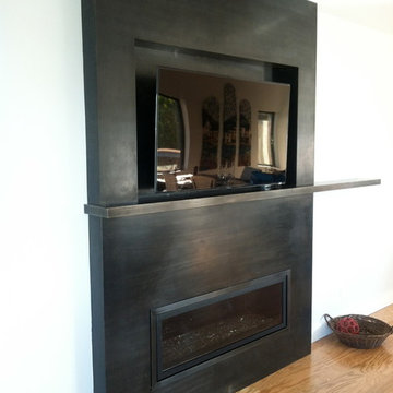 Blackened Steel Modern Fireplace Surround
