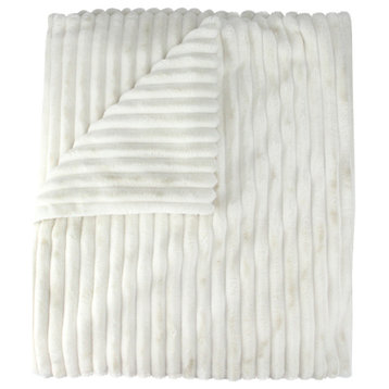 Cream White Ultra Plush Micro Fleece Throw Blanket 50" x 60"