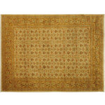Bareens Designer Rugs - Turkish Knotted Istanbul Yesenia Gray/Gold Wool Rug - 9'2'' x 12'4'' - Designed with a mesmerizing intricate traditional motif this glorious hand knotted rug is a masterpiece that will fill any space with sophistication and grace. An exhilarating color pallet with an elaborate design, this masterpiece features luxurious hand spun wool with all vegetable dyes to add comfort and style to your decor. The design, color and beautiful chromatic composition with a sheen in traditional and transitional designs, exude beauty, elegance and quality make this rug a masterpiece of its own.