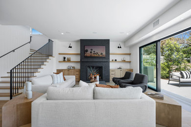 Beach style living room photo in Orange County