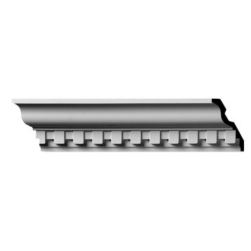 4 5/8"H x 2 7/8"P x 5 1/2"F x 94 1/2"L, (1 3/8" Repeat) Dentil Crown Moulding