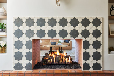 Example of a transitional living room design in Phoenix