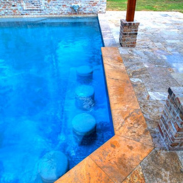 Rectangular Pool 3 - disappearing fountain and pergola