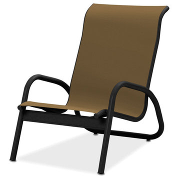 Gardenella Sling Stacking Poolside Chair, Textured Black, Pecan