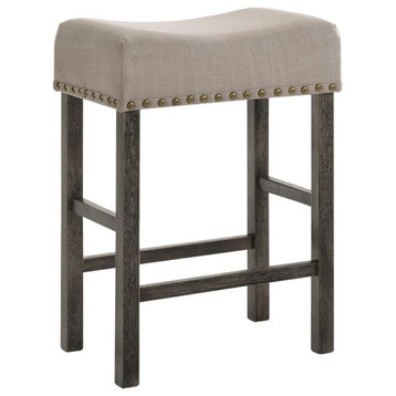 Acme Martha Ii Set Of 2 Counter Height Stool With Tan Linen And Gray 73833