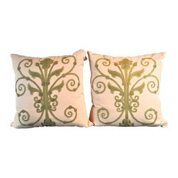 Bliss Studio Pair of Embroidered Linen Pillows - Products