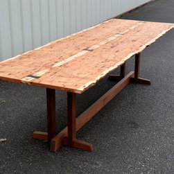 Live Edge Hickory Dining Table with Nakashima Style Base - Dining Tables