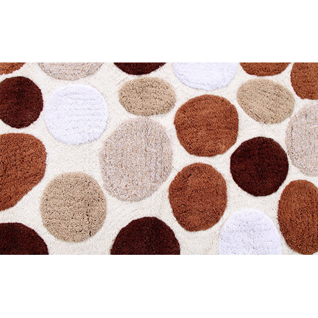 Anti-Skid Machine Washable Cotton Pebble Stones Bath Rug, Brown, 34" X 21"