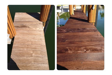 Before and after of dock staining