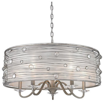 Joia 5 Light Chandelier in Peruvian Silver with Sterling Mist Shade