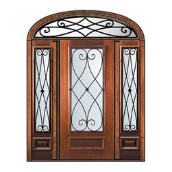 Prehung Sidelights-Transom Door 80 Mahogany Charleston 3/4 Lite - Front Doors