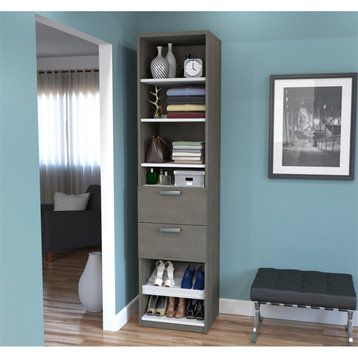 19.5 Shoe/Closet Storage Unit with drawers in Bark Gray and White