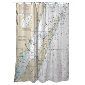 Betsy Drake Door County, Green Bay, WI Nautical Map Shower Curtain