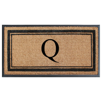 A1HC Picture Frame Natural Rubber and Coir Large Monogrammed Doormat 24"x48", Q