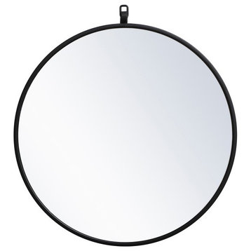 Elegant Decor MR4721BK Metal Frame Round Mirror, Decorative Hook, 21"