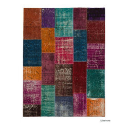 Over-dyed Turkish Patchwork Rug - Area Rugs
