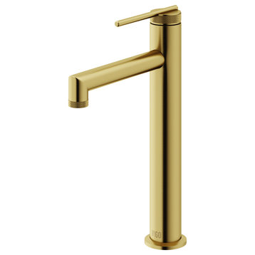 VIGO Sterling Single Hole Bathroom Faucet, Matte Brushed Gold