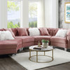 Ninagold Sectional Sofa With 7 Pillows, Pink Velvet