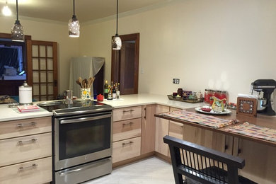 Stainless Steel Cabinet Pull with Walnut Posts Installation