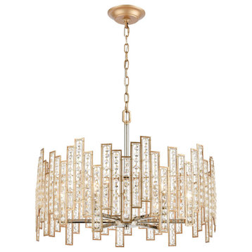 Equilibrium 6 Light Pendant, Matte Gold With Polished Nickel