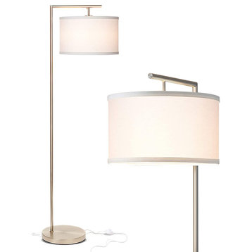 Brightech Montage Modern - Floor Lamp for Living Room Lighting, Satin Nickel