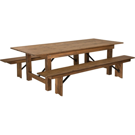 3-Piece 8'x40'' Farm Table and Bench Set