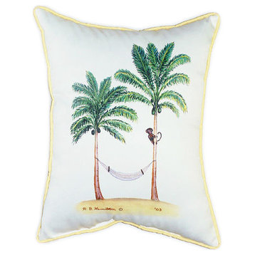 Pair of Betsy Drake Palm Trees and Monkey Large Pillows 15 Inch x 22 Inch