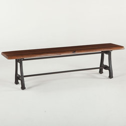 London Live Edge Wood & Cast Iron Dining Bench 68" - Dining Benches