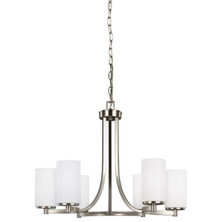 Sea Gull Hettinger 6-Light Chandelier 3139106-962, Brushed Nickel