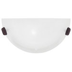 Livex Lighting - Oasis Wall Sconce, Bronze - This wall sconce features contour lines and a bowed profile. With an understated design, this piece is perfect for a bathroom space or down a staircase. Featuring a white alabaster glass and a bronze finish, this fixture will effortlessly blend with your existing d�cor.