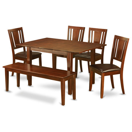 6 Pc Kitchen Nook Dining Set -Breakfast Nook And 4 Dining Chairs And Bench