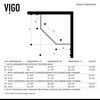 VIGO 47"x47" Frameless Neo-Angle 3/8" Shower, With Low-Profile Base, Chrome, 47", Without Base