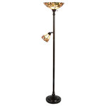 Dale Tiffany - Springdale Crystal Leaf Floor Lamp - UL Approved/ Dry/ Hardwire/ Med Base - E26/ 1 x 150W Bulb and 1 x 60W Not Included/ With so many combinations of decorative indoor lighting to choose from, you'll never to be in the dark again with this exclusive Tiffany Crystal Leaf Torchiere Lamp with a side light. Your side light will help in lighting up that shadowy corner to give you extra brightness that will help illuminate your favorite reading article. Standing 69-3/4 in. tall, this decorative indoor lighting can play a role in the decor besides showing off other accent pieces.