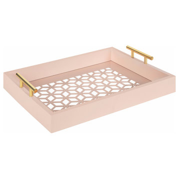 Caspen Rectangle Decorative Tray, Pink 12.25x16.5