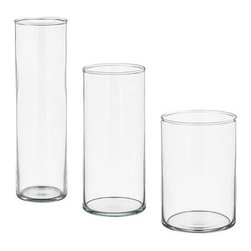 CYLINDER Vase, lot de 3, verre transparent - Everyday Glasses
